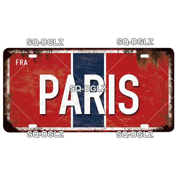 Plaque Métallique Vintage Paris – Décoration Murale Rétro