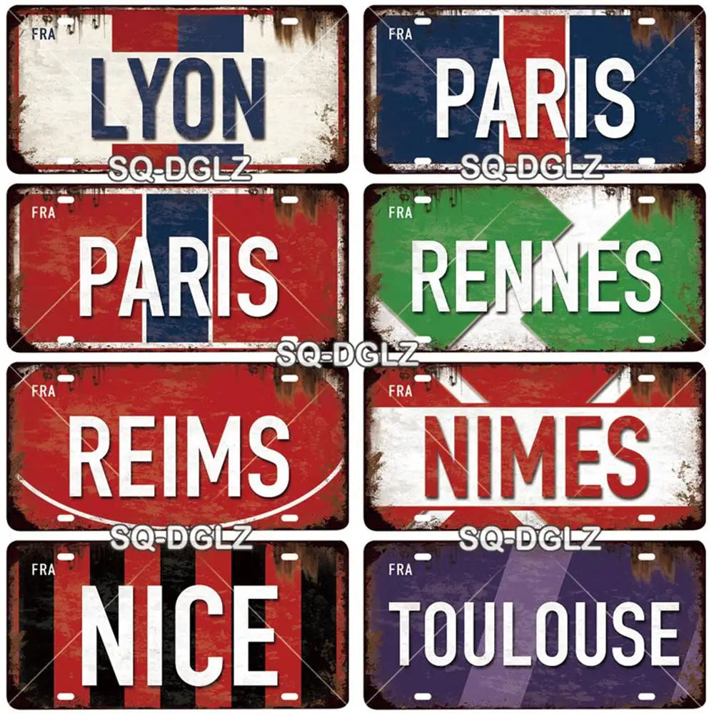 Plaque Métallique Vintage Paris – Décoration Murale Rétro