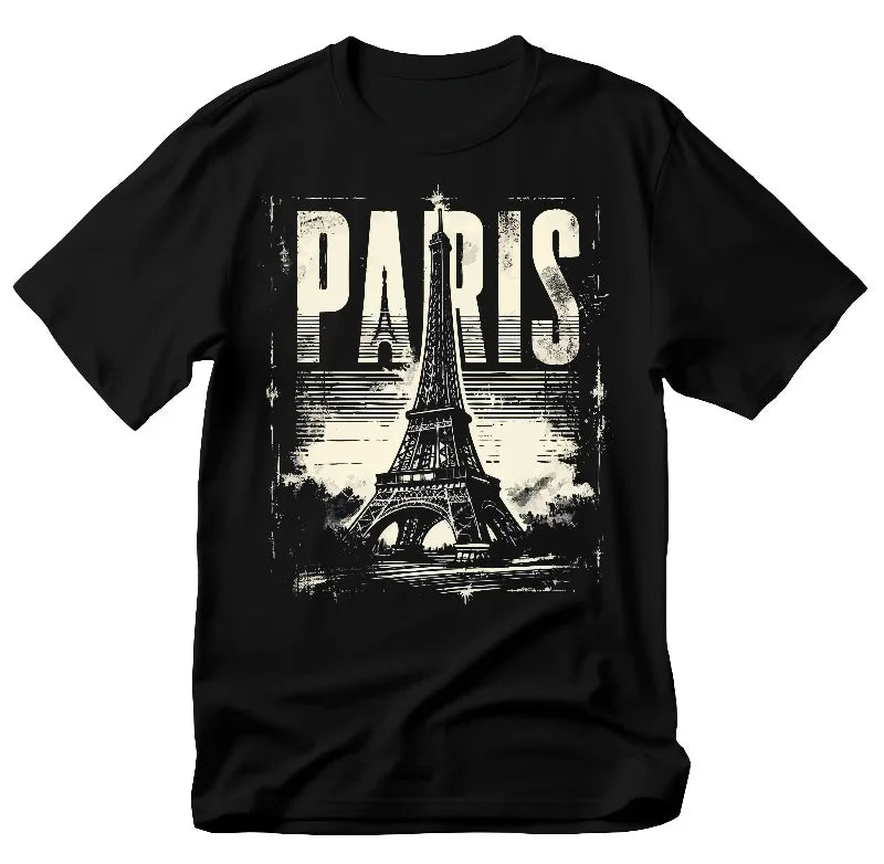 T-shirt Paris Vintage Noir (unisexe)