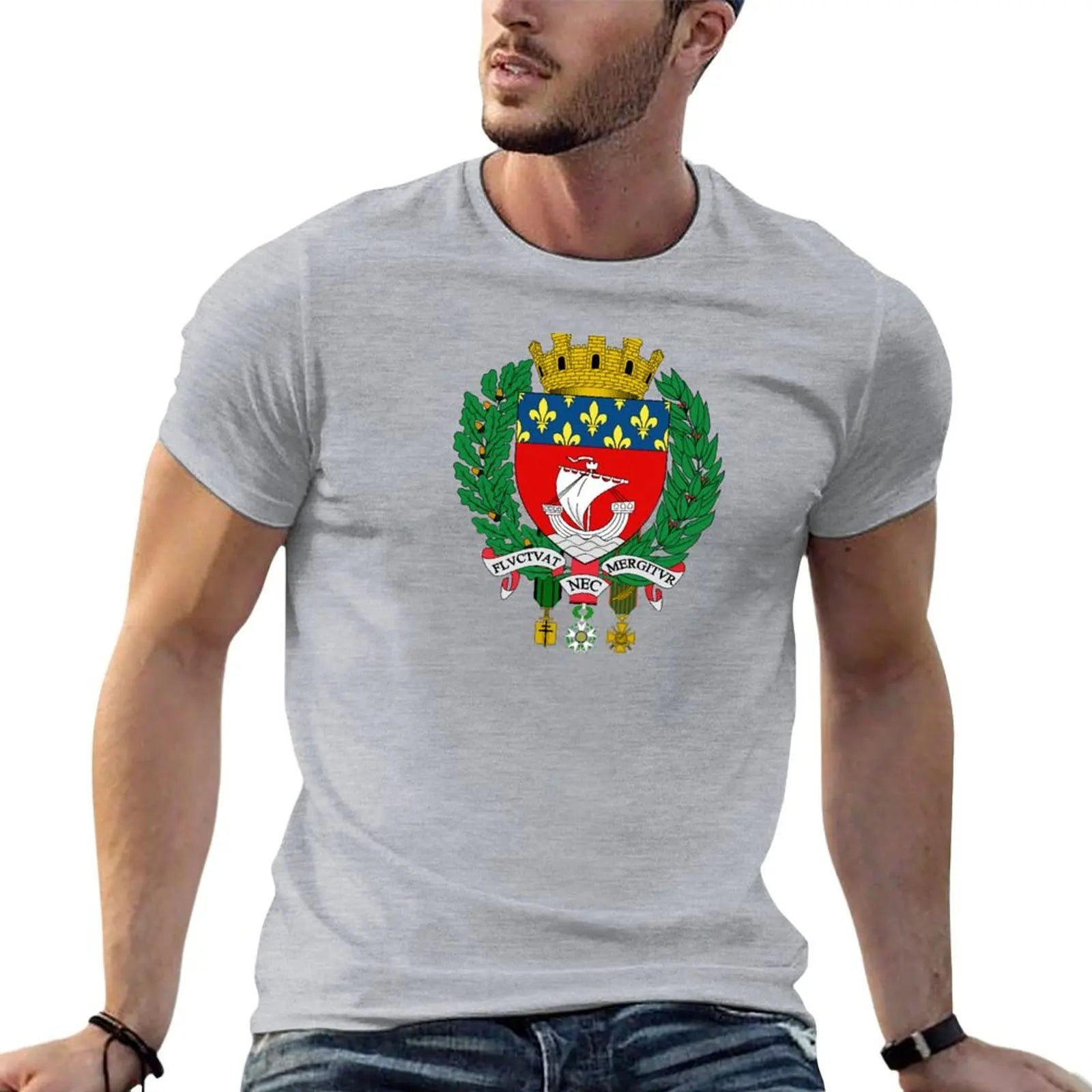 T-shirt Homme Blason de Paris – Coton Confortable – Style Vintage – Manches Courtes