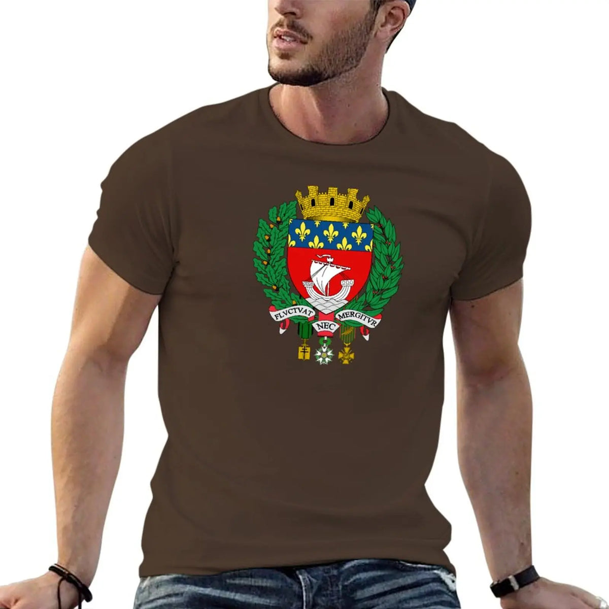 T-shirt Homme Blason de Paris – Coton Confortable – Style Vintage – Manches Courtes