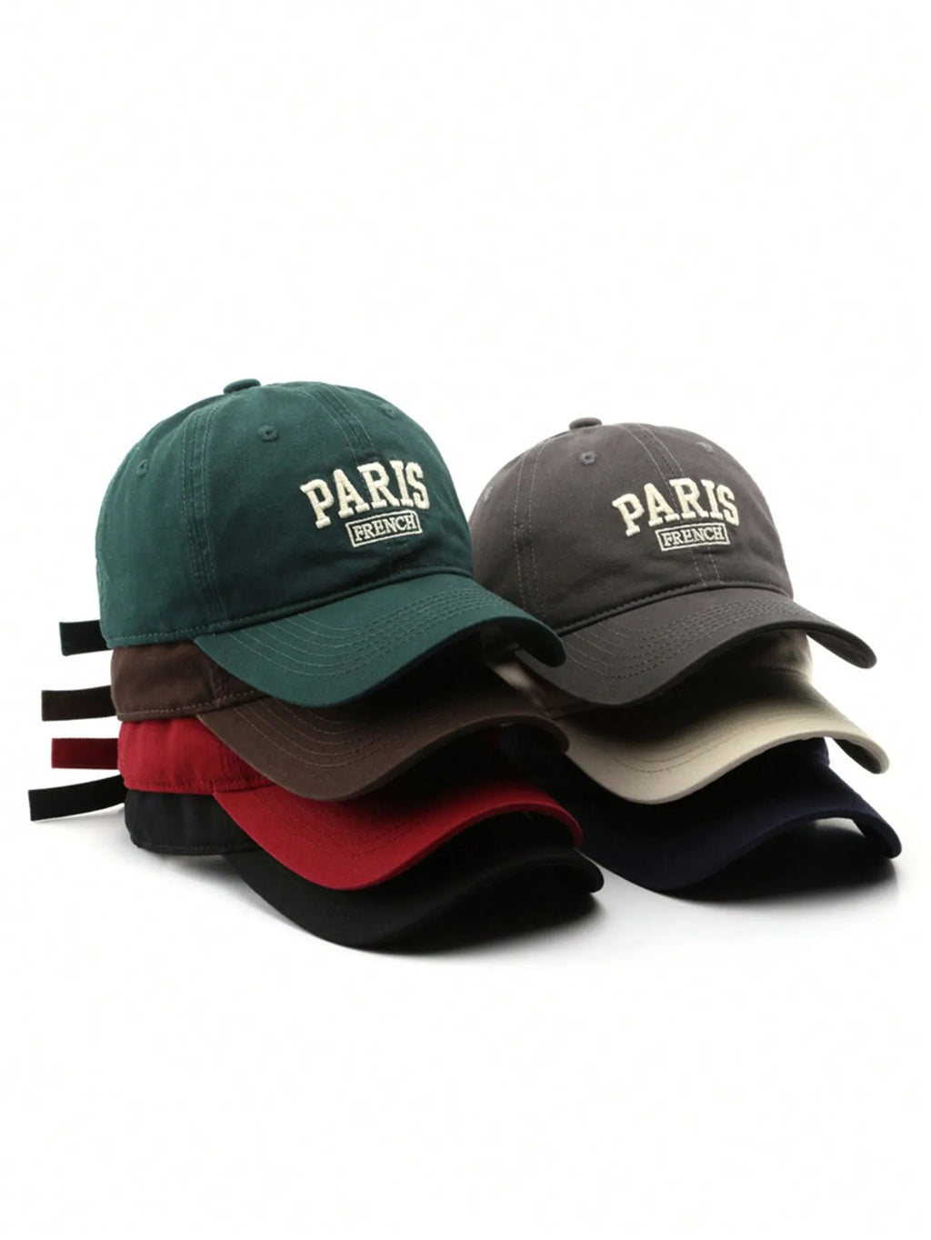 Casquette Paris en coton brodée Style vintage unisexe.