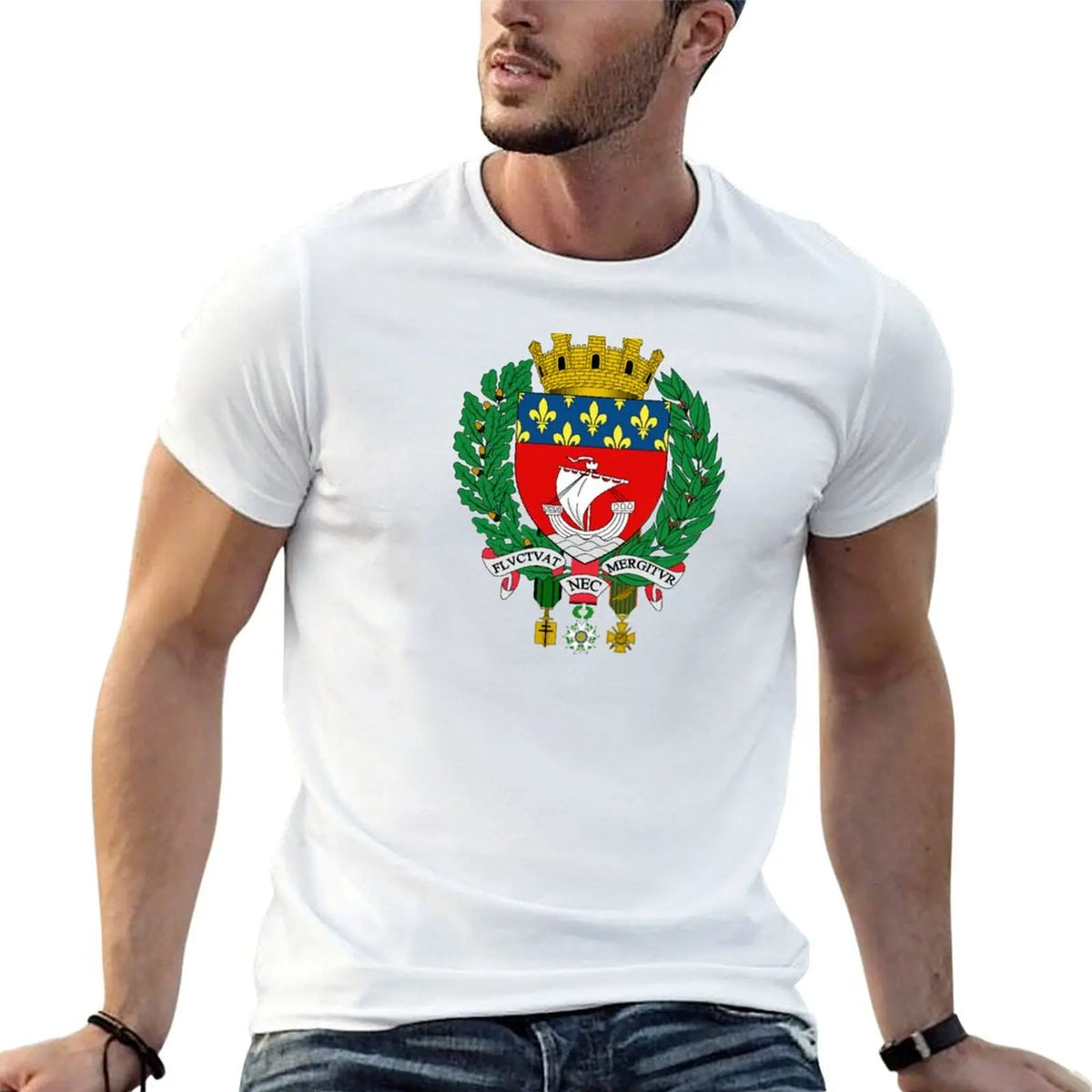 T-shirt Homme Blason de Paris – Coton Confortable – Style Vintage – Manches Courtes