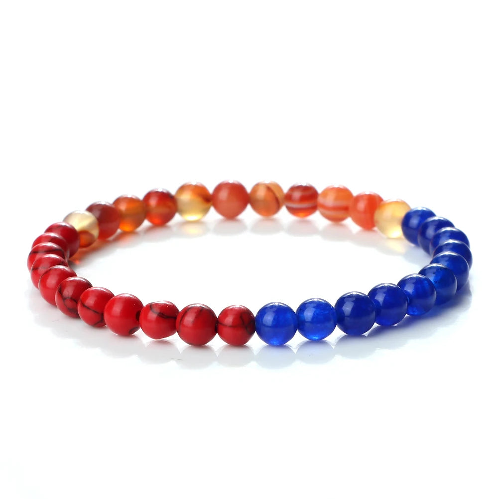 Bracelet Perles Bleu Blanc Rouge