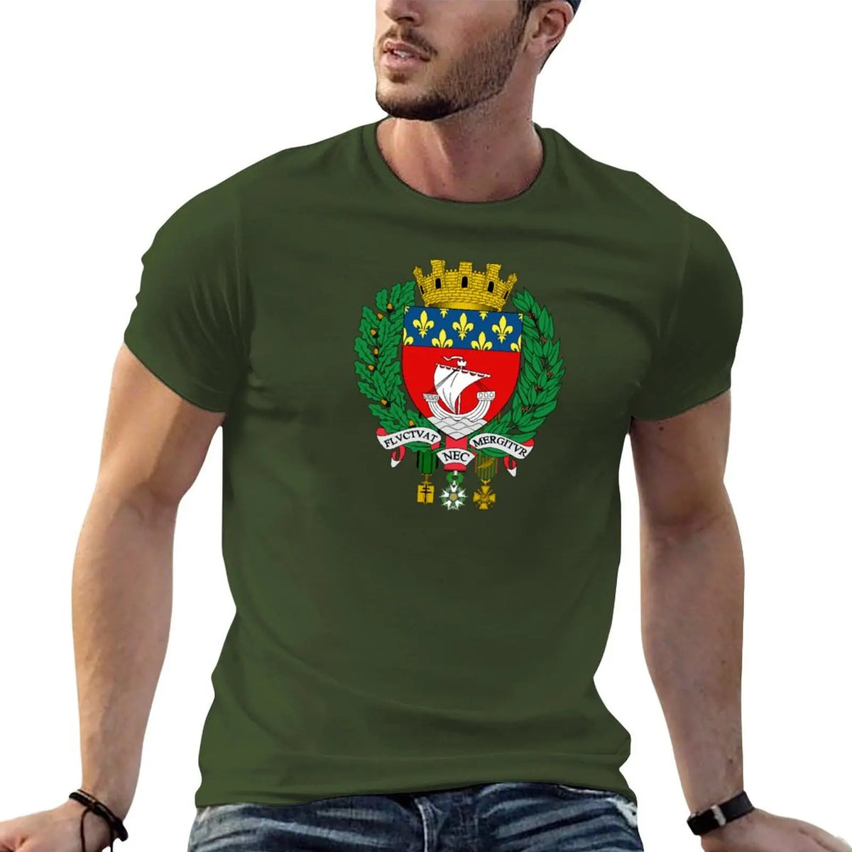 T-shirt Homme Blason de Paris – Coton Confortable – Style Vintage – Manches Courtes