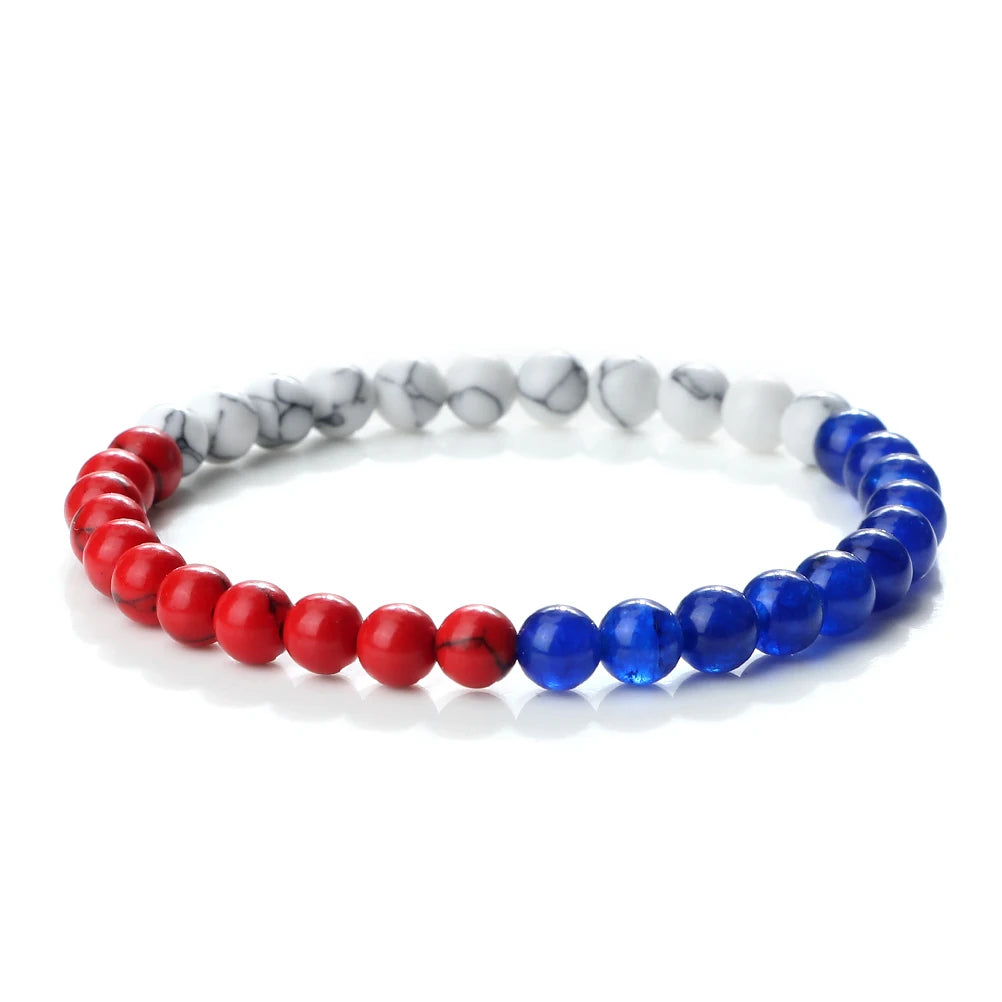 Bracelet Perles Bleu Blanc Rouge