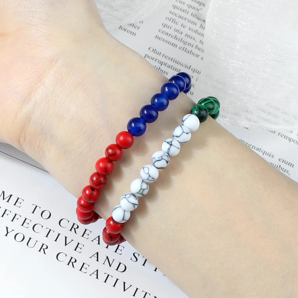 Bracelet Perles Bleu Blanc Rouge