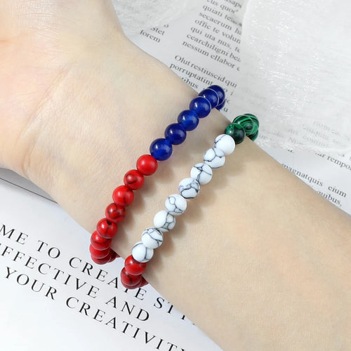 Bracelet Perles Bleu Blanc Rouge