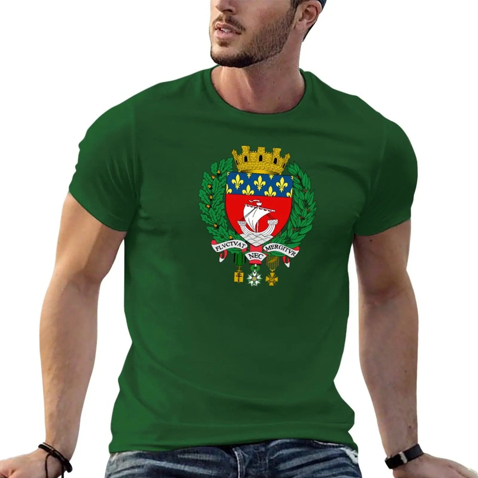 T-shirt Homme Blason de Paris – Coton Confortable – Style Vintage – Manches Courtes