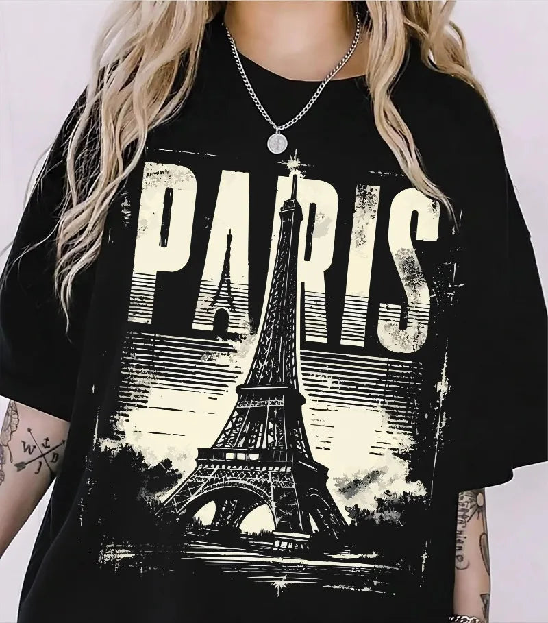T-shirt Paris Vintage Noir (unisexe)