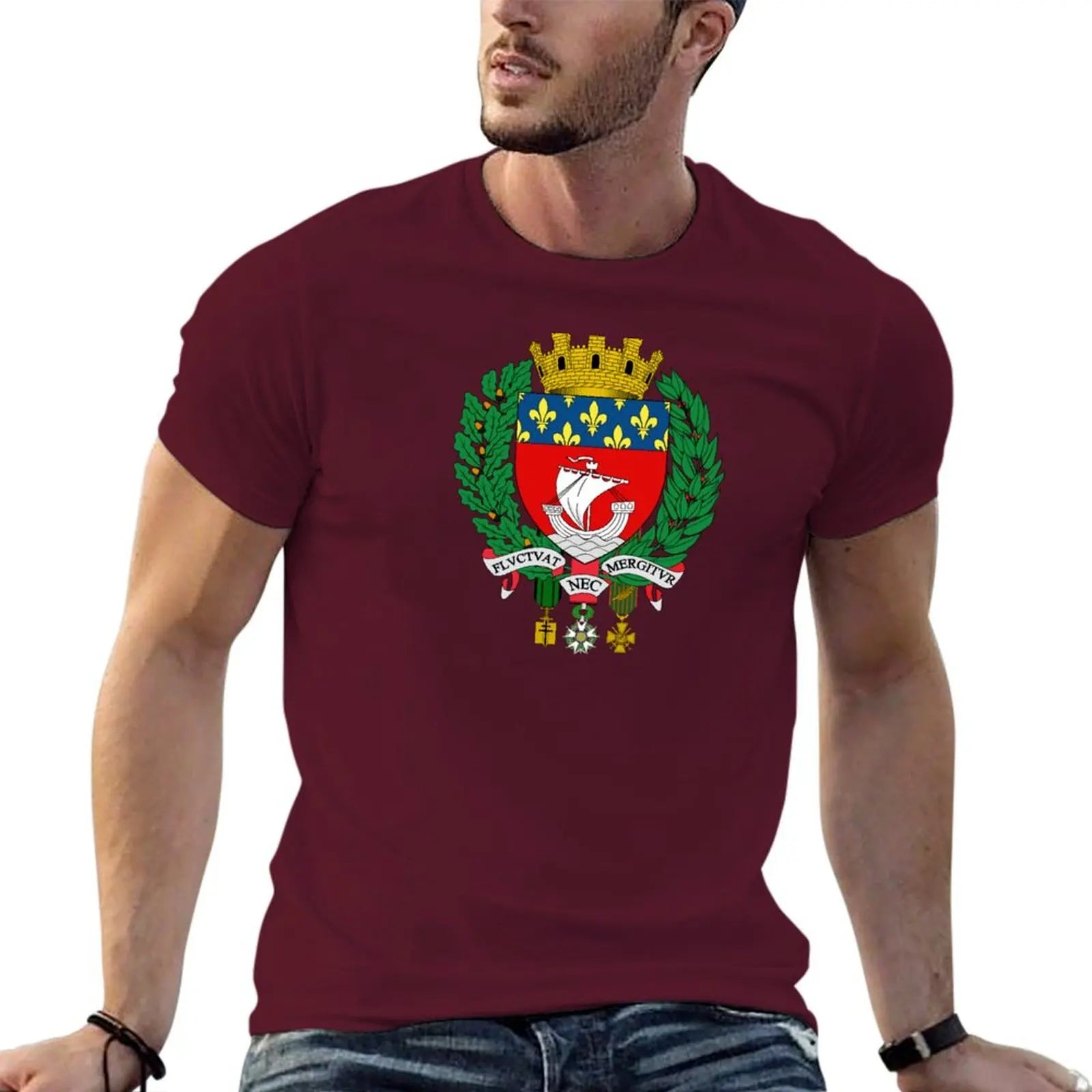 T-shirt Homme Blason de Paris – Coton Confortable – Style Vintage – Manches Courtes
