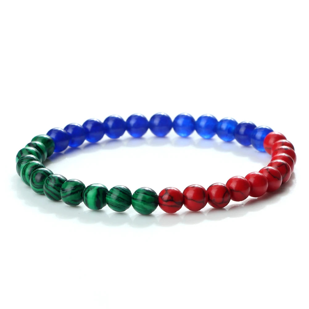 Bracelet Perles Bleu Blanc Rouge
