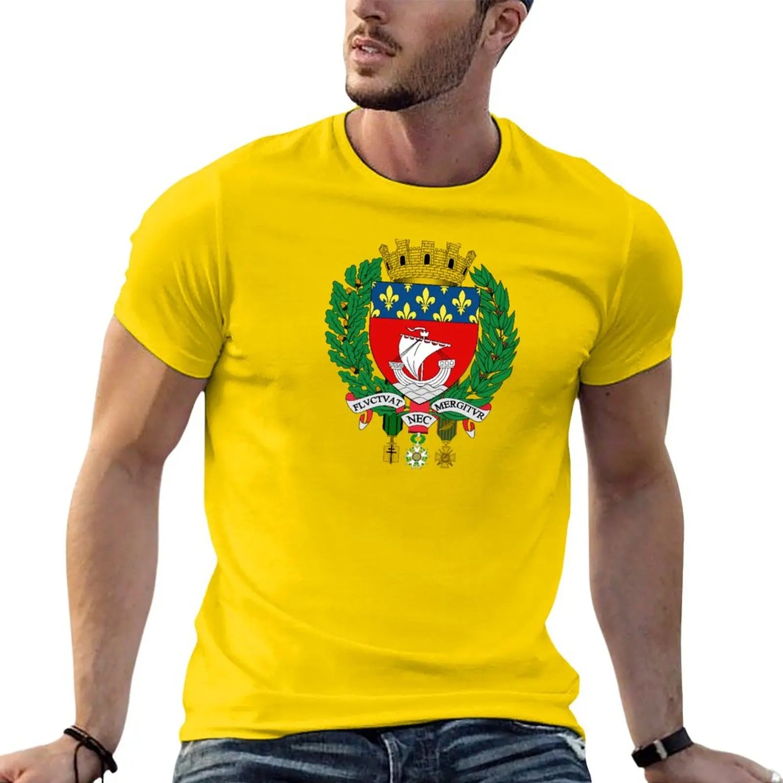 T-shirt Homme Blason de Paris – Coton Confortable – Style Vintage – Manches Courtes