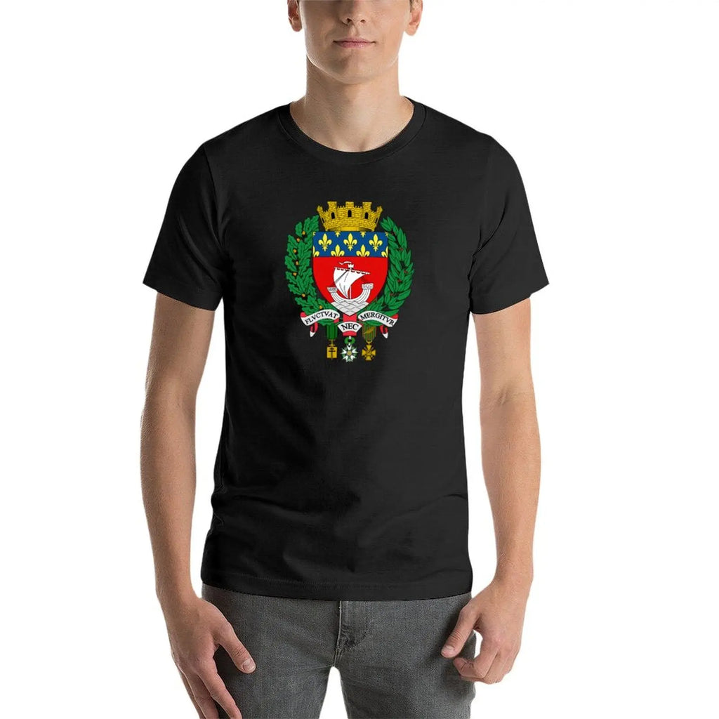 T-shirt Homme Blason de Paris – Coton Confortable – Style Vintage – Manches Courtes