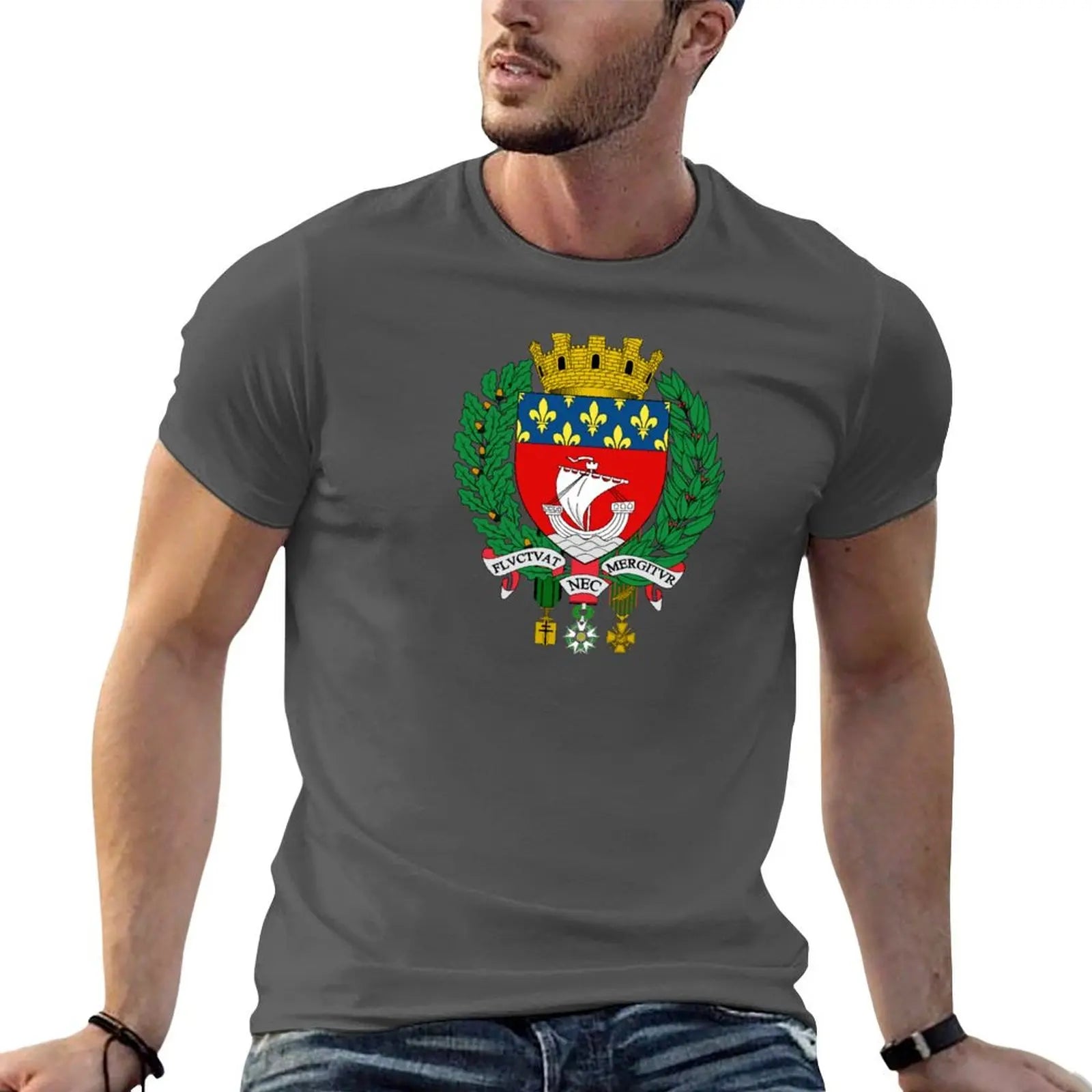 T-shirt Homme Blason de Paris – Coton Confortable – Style Vintage – Manches Courtes