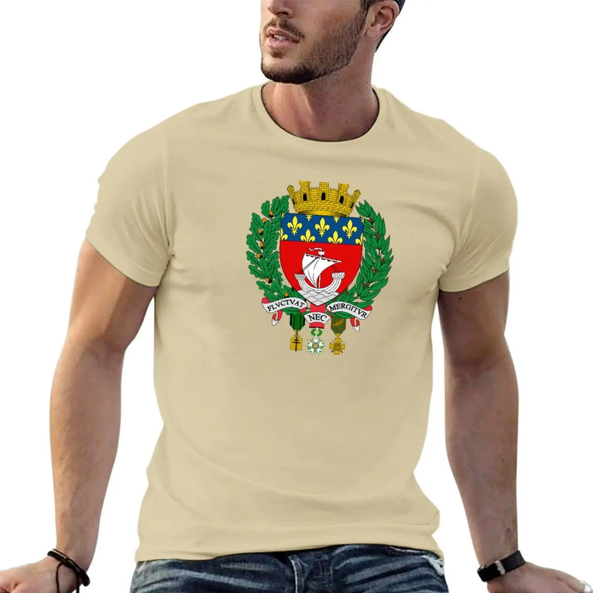T-shirt Homme Blason de Paris – Coton Confortable – Style Vintage – Manches Courtes