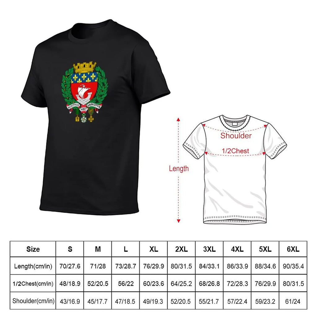 T-shirt Homme Blason de Paris – Coton Confortable – Style Vintage – Manches Courtes