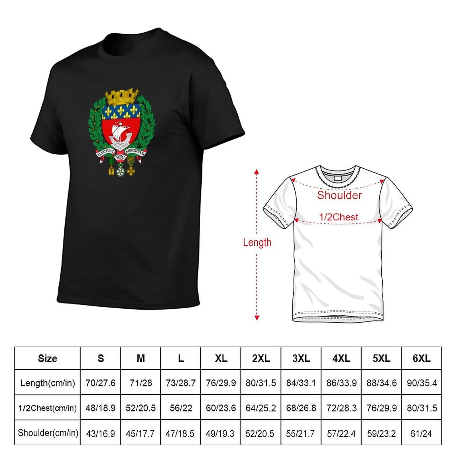 T-shirt Homme Blason de Paris – Coton Confortable – Style Vintage – Manches Courtes