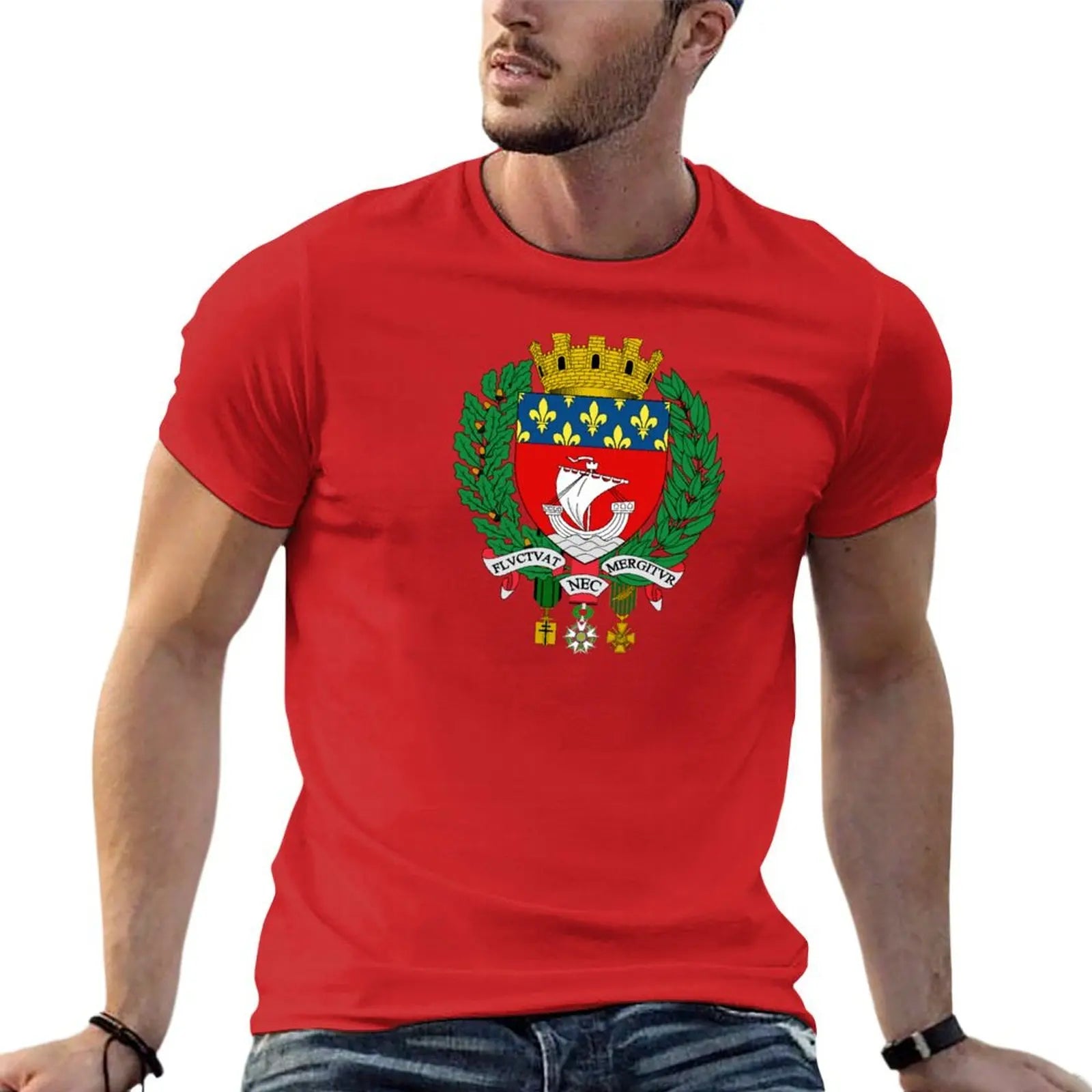 T-shirt Homme Blason de Paris – Coton Confortable – Style Vintage – Manches Courtes