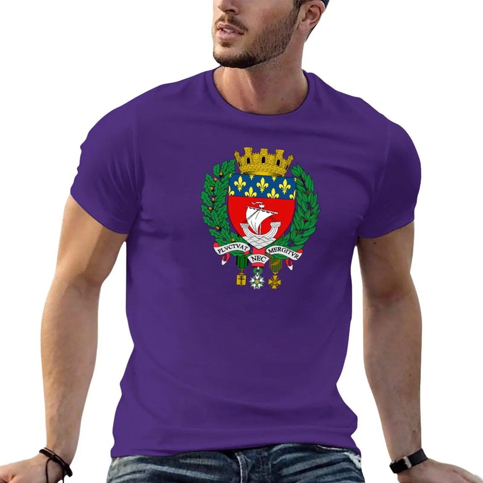 T-shirt Homme Blason de Paris – Coton Confortable – Style Vintage – Manches Courtes