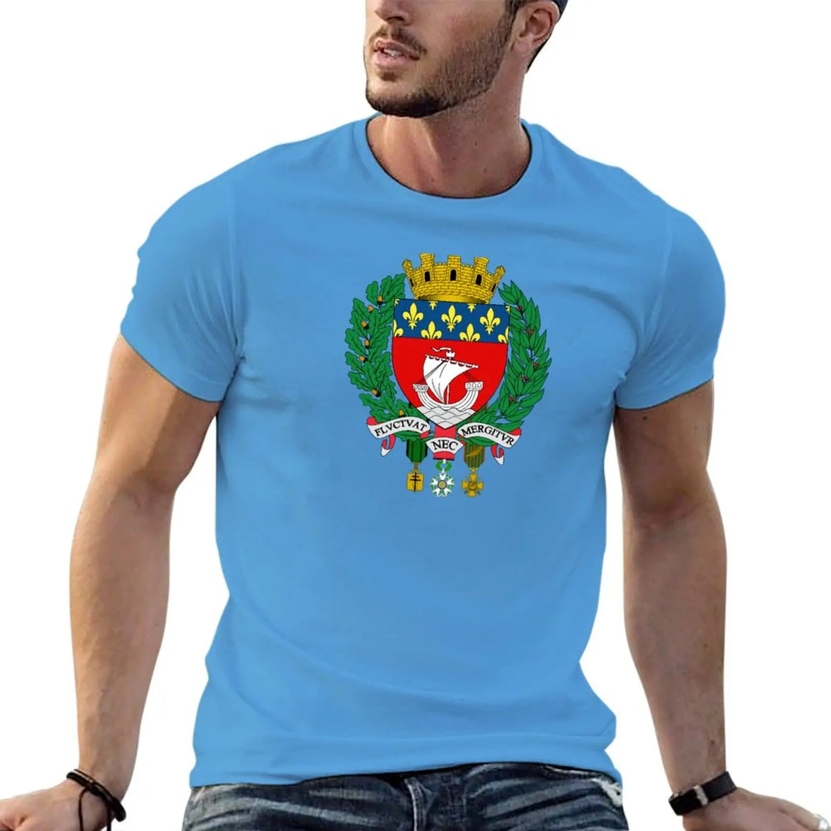 T-shirt Homme Blason de Paris – Coton Confortable – Style Vintage – Manches Courtes