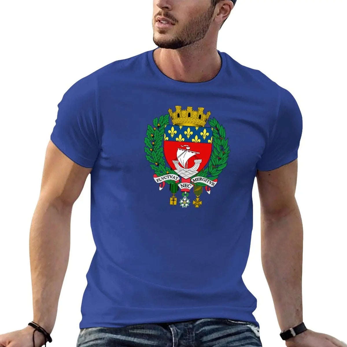 T-shirt Homme Blason de Paris – Coton Confortable – Style Vintage – Manches Courtes